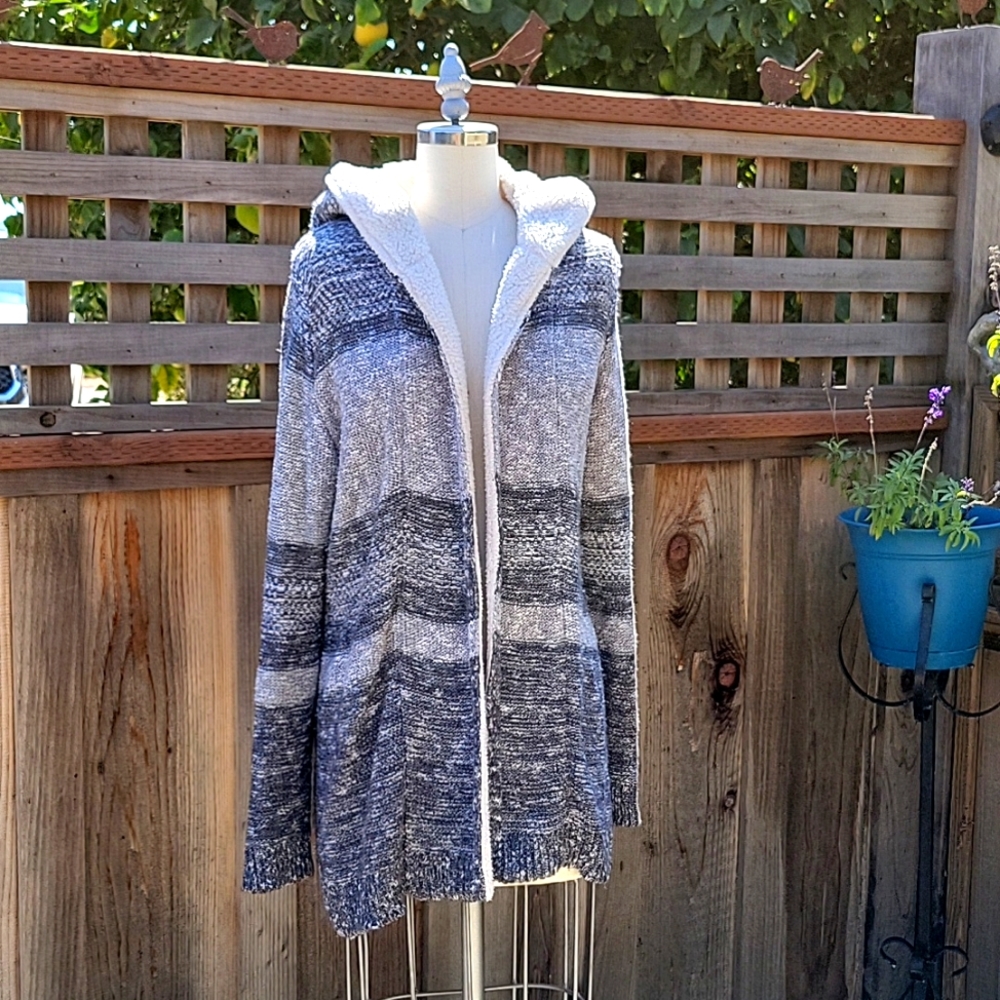 LETY & ME Dockerie Sherpa trim hooded cardigan